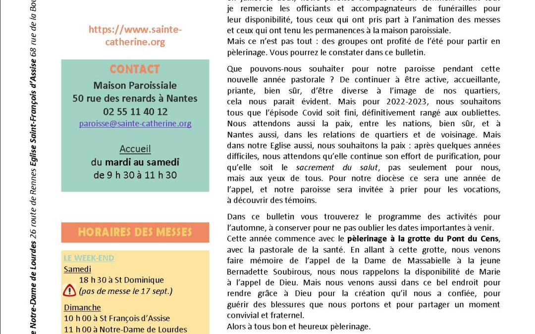 Bulletin de SEPTEMBRE 2022