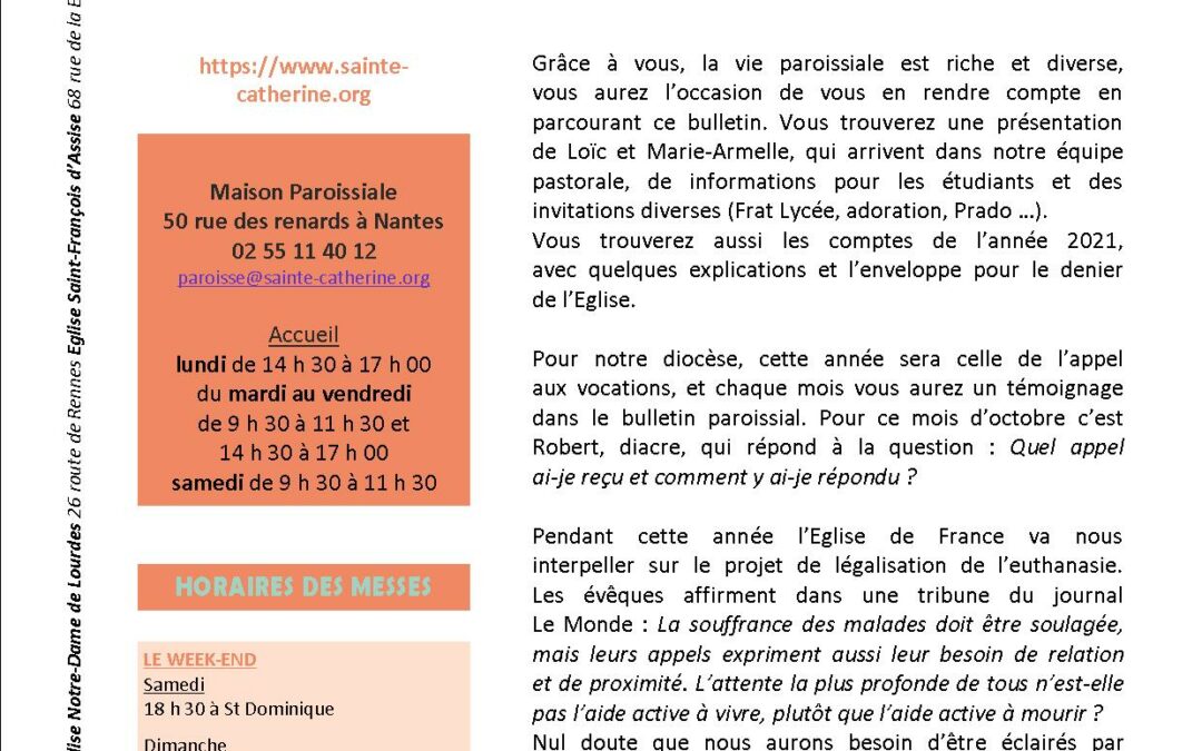 Bulletin d’OCTOBRE 2022