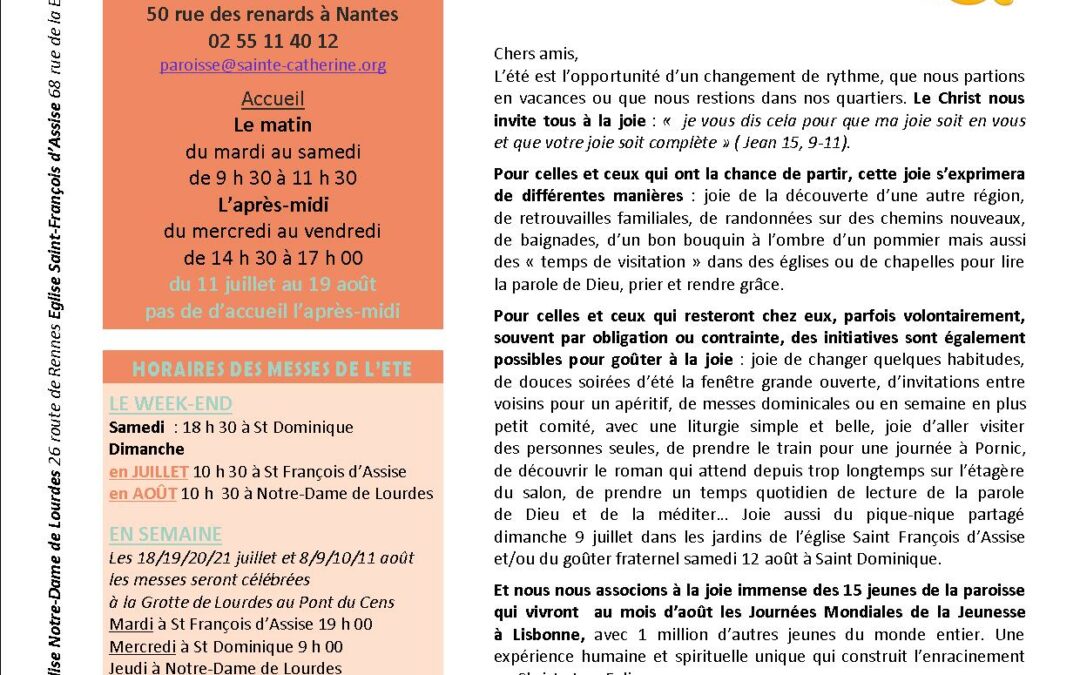 Bulletin des mois de JUILLET et AOÛT 2023