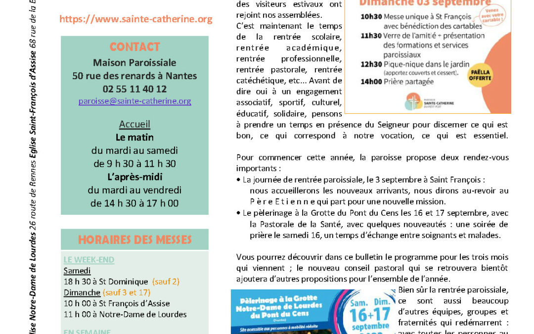 Bulletin du mois de SEPTEMBRE