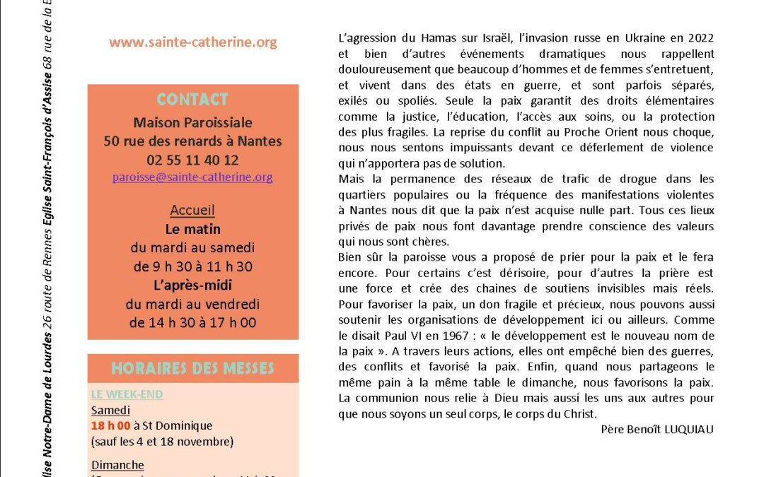 BULLETIN DU MOIS DE NOVEMBRE